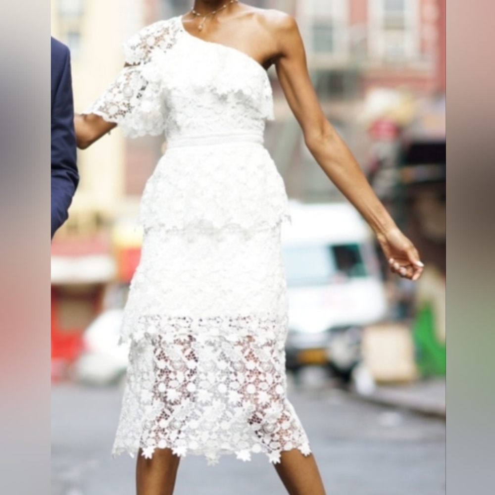 Joie Belisa White Lace One Shoulder Dress NWT Size 4